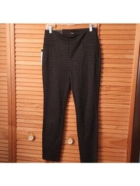 Dalia NWT Black Off White Checker Print Built In Tummy Control Dress Pants Size